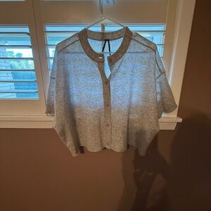 Anthropologie Heather Gray Cropped Cardigan Cashmere